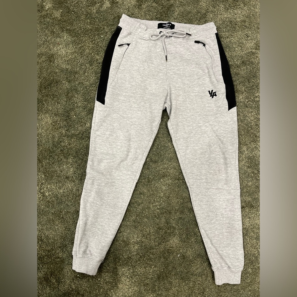 YoungLA Heather Gray Joggers with Black Details